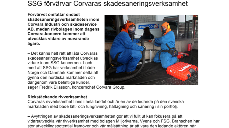 SSG förvärvar Corvaras skadesaneringsverksamhet 
