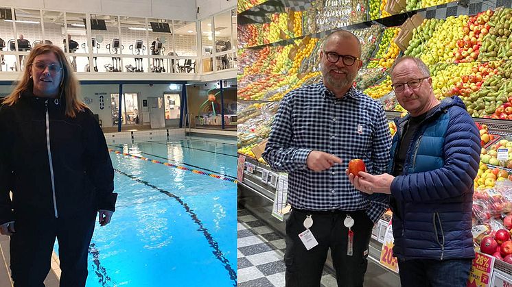Malin Wikberg, Piteå simhallar och Daniel Stenmark på ICA Kvantum och Jan Forsberg lärlingslärare. Foto: Piteå kommun
