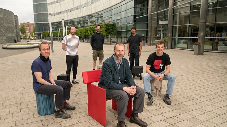 Northumbria University staff and alumni have prepared work for the exhibition at Aydon Castle. L-R: Rickard Whittingham, Josh South, Philip Luscombe, Anthony Forsyth, Mac Collins and Joe Franc.