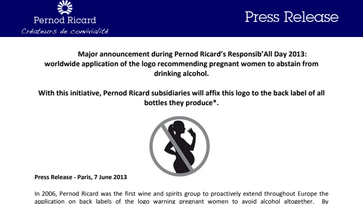 Major Announcement Pernod Ricard