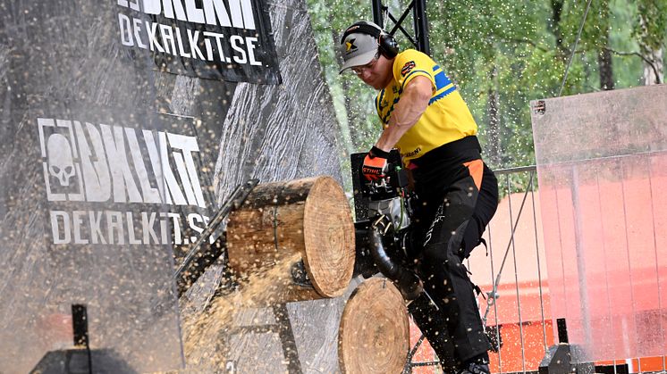 Guldmedalj och nordiskt rekord för Ferry Svan, när tredje deltävlingen av TIMBERSPORTS® Nordic Cup 2023 avgjordes.