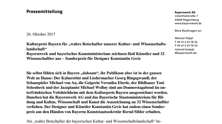 Kulturpreis Bayern für „wahre Botschafter unserer Kultur- und Wissenschaftslandschaft“