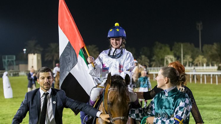 Stina Landh efter segern i Abu Dhabi