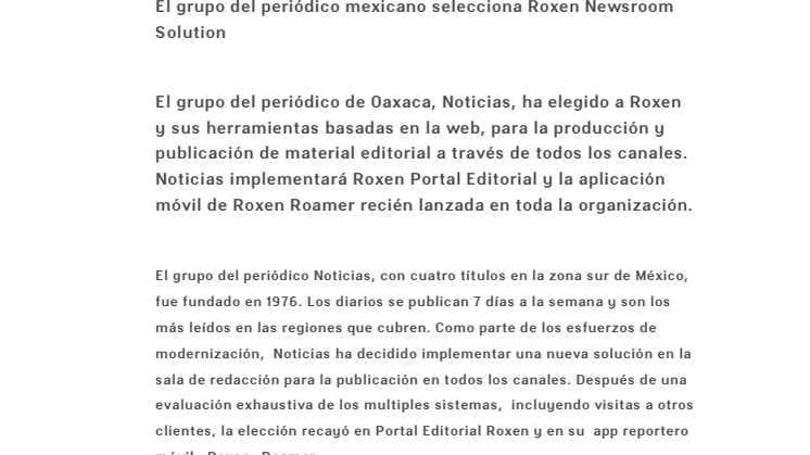 El grupo del periódico mexicano selecciona Roxen Newsroom Solution
