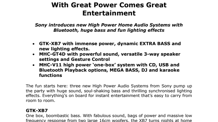 Sonys nya ljudsystem ger kraftfull underhållning