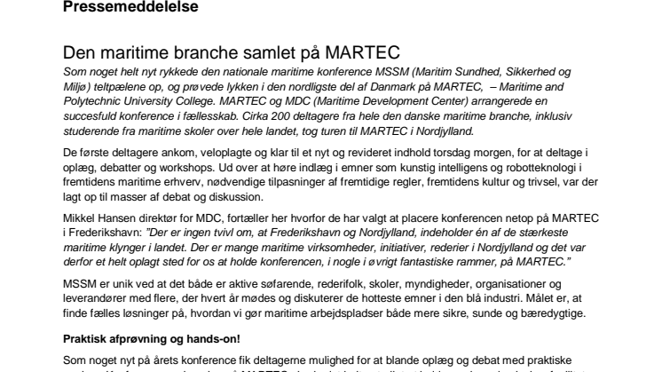 Den maritime branche samlet på MARTEC