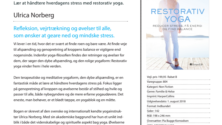 Ny udgivelsesdato: RESTORATIV YOGA af Ulrica Norberg