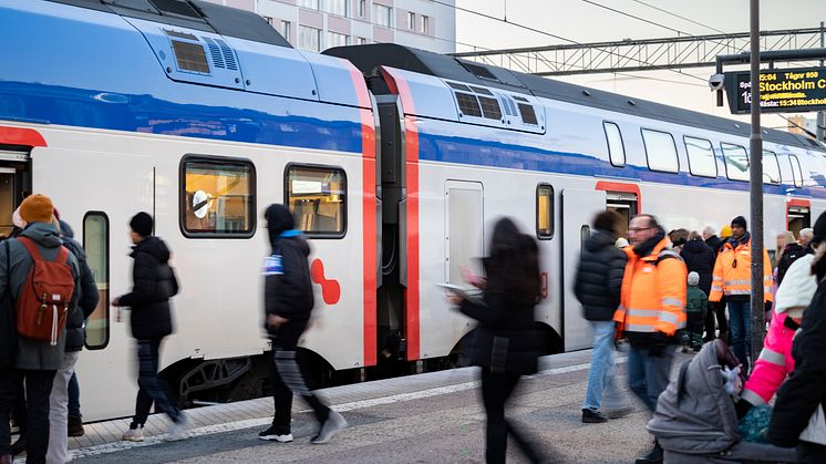 Mälartåg vid Eskilstuna Centralstation. Foto: Niklas Björling/Mälardalstrafik.