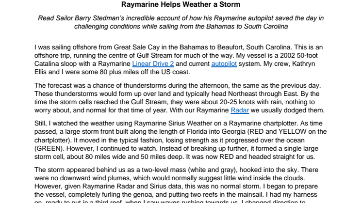 Raymarine Helps Weather a Storm