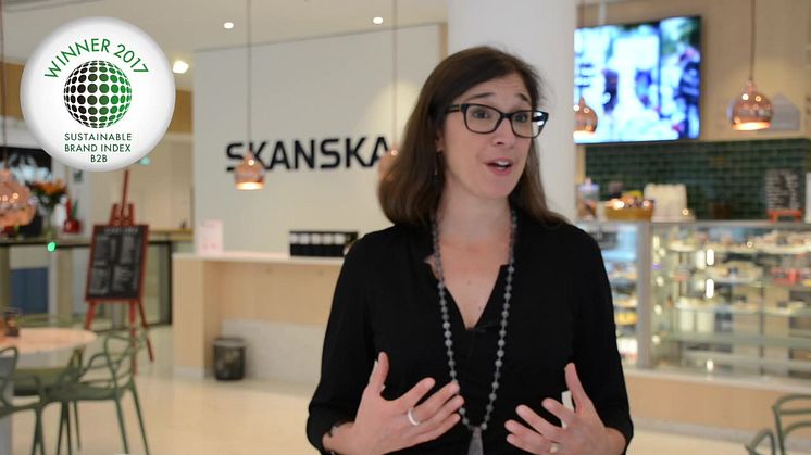 Lena Hök, Skanska om vinsten i Sustainable Brand Index B2B 2017 (kort film)