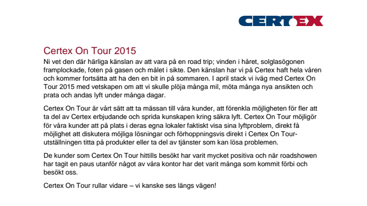 Certex On Tour 2015