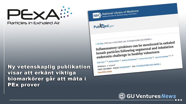 PExA: ny vetenskaplig publikation visar att erkänt viktiga biomarkörer går att mäta i PEx prover