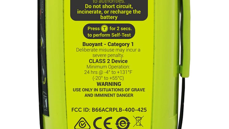 Hi-res image - ACR Electronics - The new ACR Electronics ResQLink 400 Personal Locator Beacon (back)