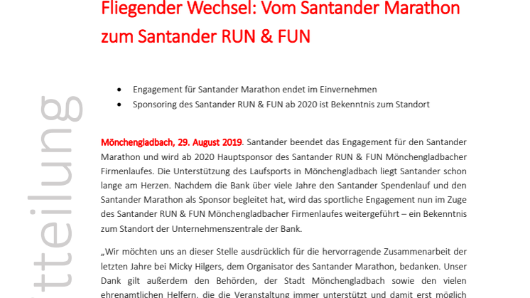Fliegender Wechsel: Vom Santander Marathon zum Santander RUN & FUN 