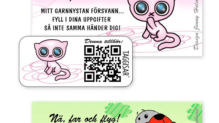 Taggisar med QR-kod - gör chansen större att du får tillbaka din borttappade sak. 