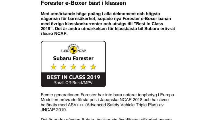 Forester e-Boxer bäst i klassen