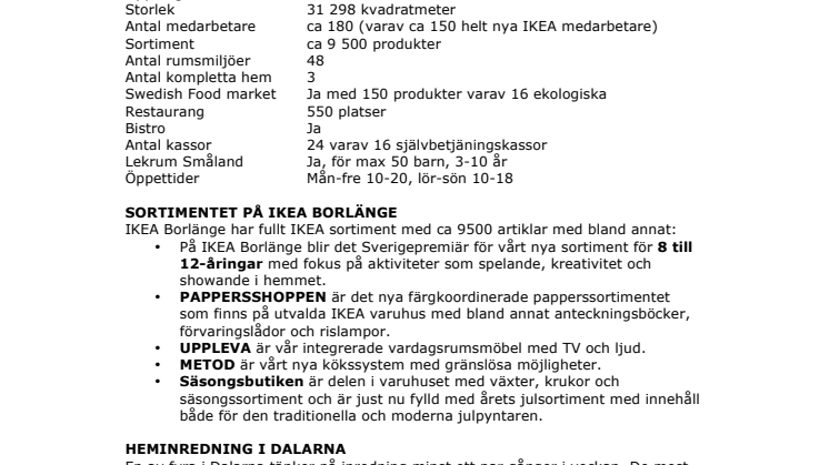 Fakta IKEA Borlänge