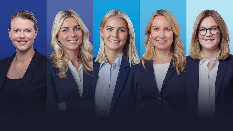 Från vänster: Christina Kämpe, Julia Bergqvist, Frida Tosterud Grov, Marie Meyer, Lovisa Andersson