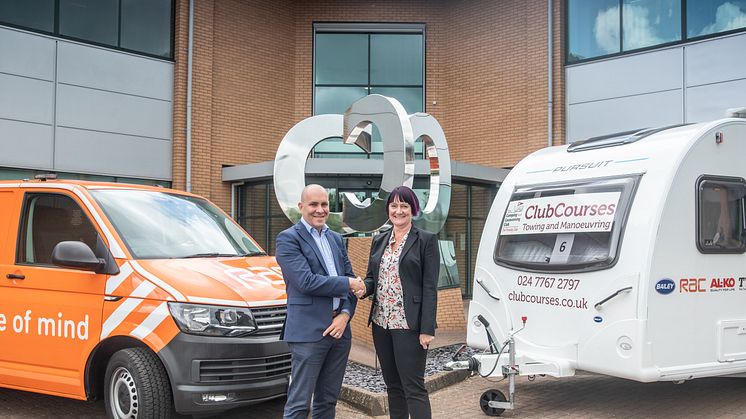 Phil Ryan, RAC business roadside managing director, with Sabina Voysey, director general at the Camping and Caravanning Club