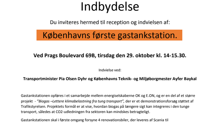 Københavns første gastankstation indvies tirsdag