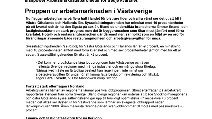 Proppen ur arbetsmarknaden i Västsverige