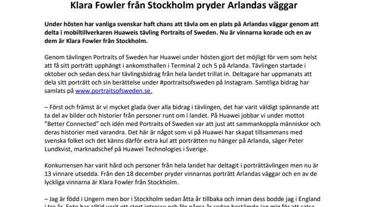 Klara Fowler från Stockholm pryder Arlandas väggar
