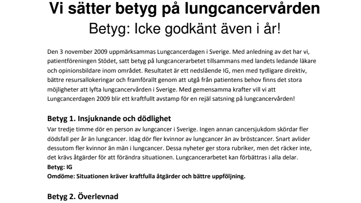 Vi sätter betyg på den svenska lungcancervården!