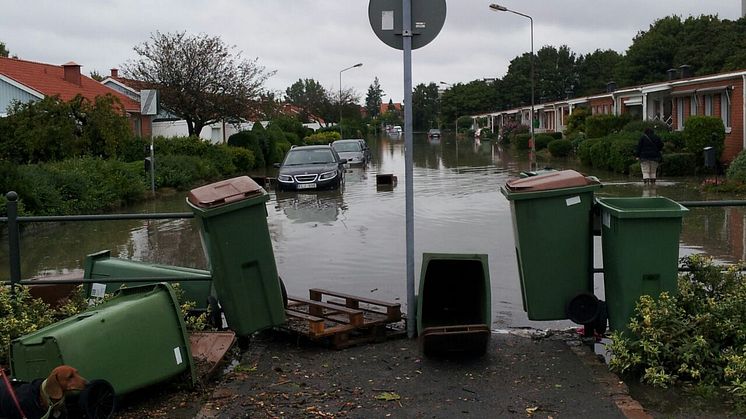 Översvämning efter skyfallet Arvid 2014