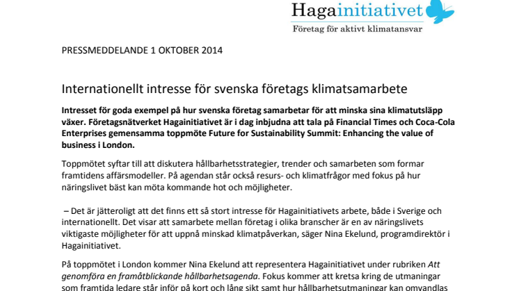 Internationellt intresse för svenska företags klimatsamarbete