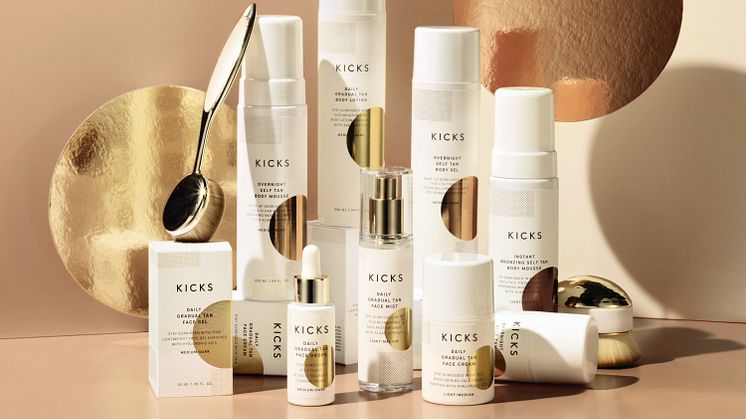 KICKS Beauty lanseerasi Self Tan -tuotelinjan, mikä koostuu 18 itseruskettavasta tuotteesta kasvoille ja vartalolle
