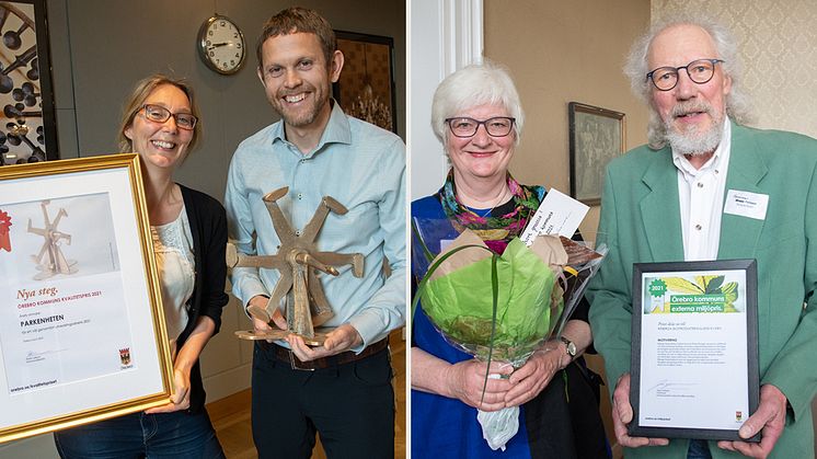 Från vänster: Mimmi Beckman och Magnus Carlberg, Parkenheten samt Eleonor Persson och Gunnar Persson, Råberga Ekoprodukter.