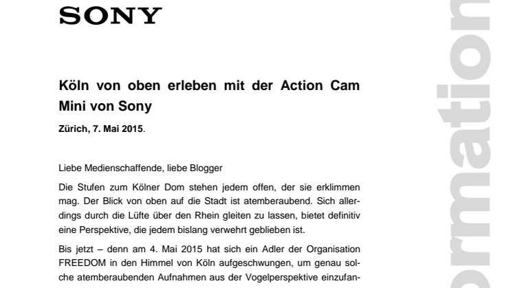 Köln von oben erleben mit der Action Cam Mini von Sony
