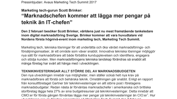 Marketing tech-gurun Scott Brinker:  “Marknadschefen kommer att lägga mer pengar på teknik än IT-chefen”