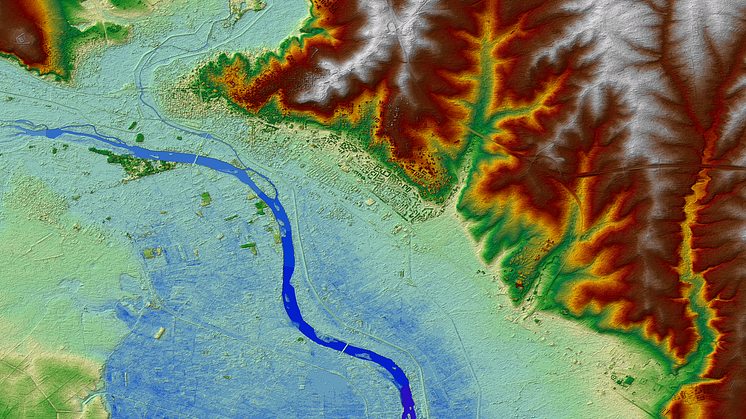 Euro-Maps 3D DSM of Edirne and the river Maritsa, Greek-Turkish border region. © 2017 GAF AG. Includes material © Antrix, distributed by GAF AG.