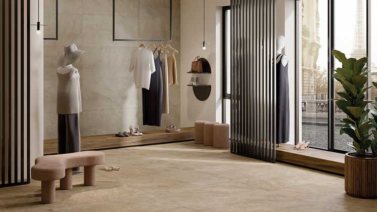Die Serie McTile Harmony, hier in der Farbe Creme, verleiht Räumen natürliche Eleganz. Foto: hagebau (Abdruck honorarfrei)