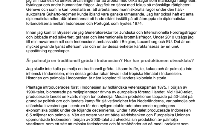 Mondelēz International møter Indonesias ambassadør i EU for å diskutere bærekraftig palmeolje