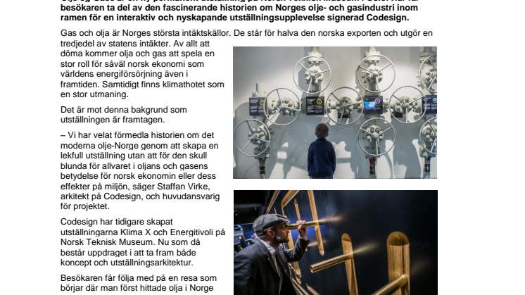 Codesign utformar utställning om olja och gas i Oslo