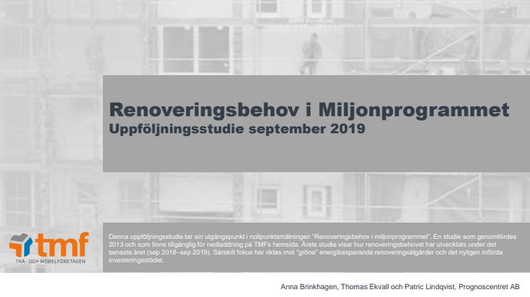 Renoveringsbehov i miljonprogrammet - 2019