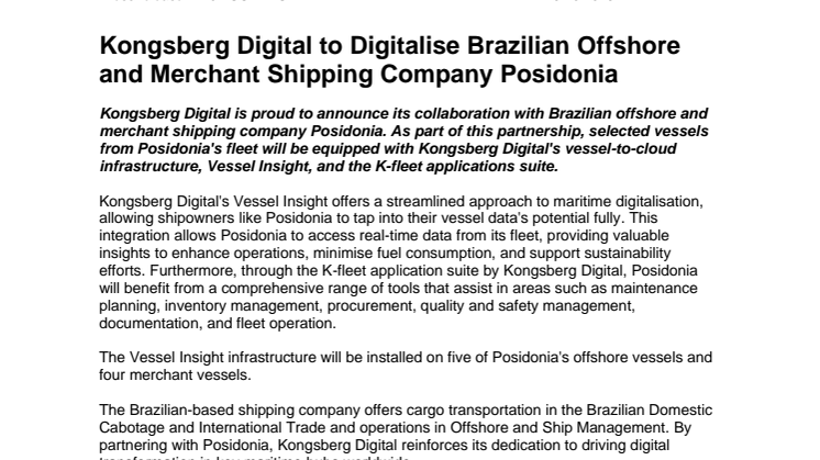 Kongsberg Digital to Digitalise Brazilian Offshore and Merchant Shipping Company Posidonia.pdf