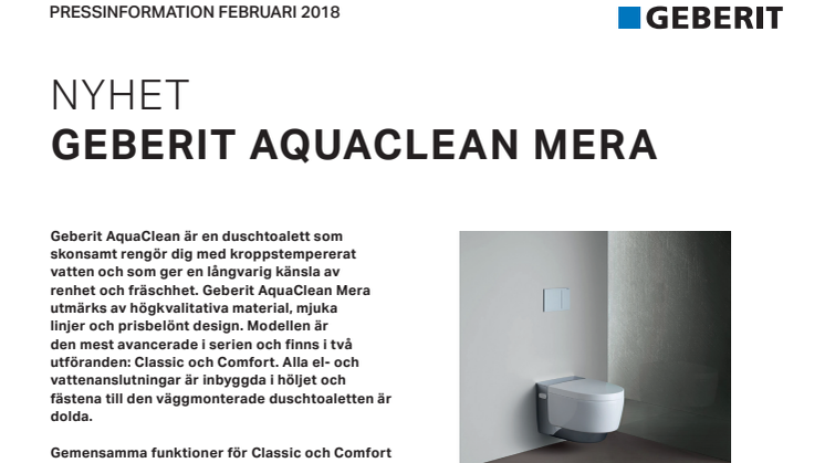 Pressinformation om AquaClean Mera