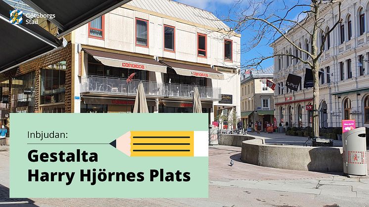 Harry Hjörnes Plats, vy mot norr med Fredsgatan till vänster och Östra Larmgatan till höger. Illustration: Göteborgs Stad