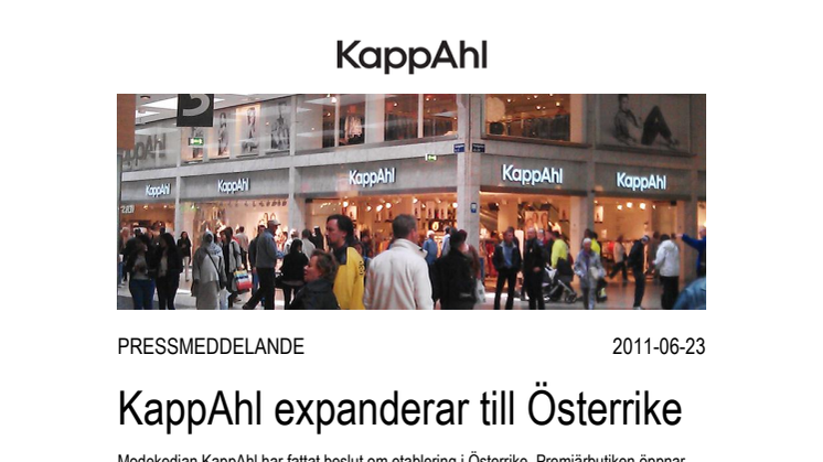 KappAhl expanderar till Österrike
