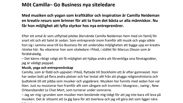 Möt Camilla – Go Business nya siteledare 