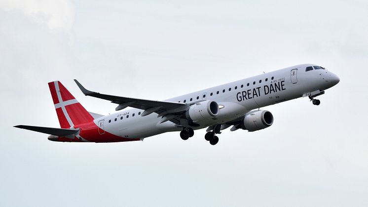Great Dane betjener ruten fra Nederlanske Groningen Eelde Airport til Scandinavian Mountains Airport