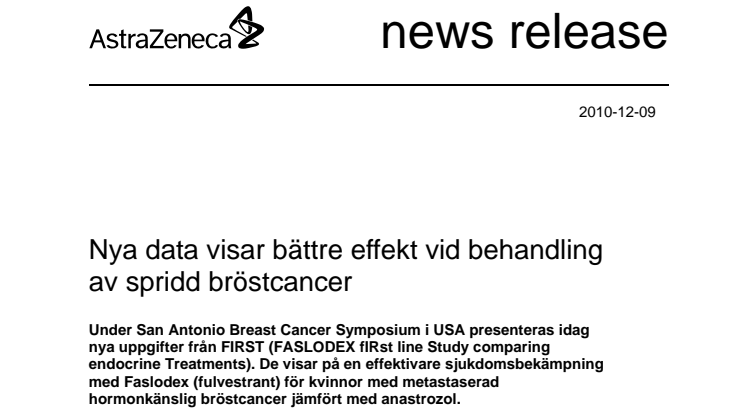 Nya data visar bättre effekt vid behandling av spridd bröstcancer 