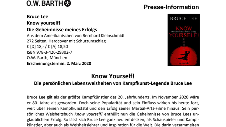 Pressemitteilung: Bruce Lee Know yourself!