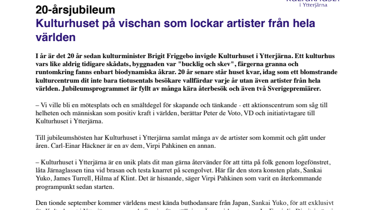 20-årsjubileum: Kulturhuset på vischan som lockar artister från hela världen