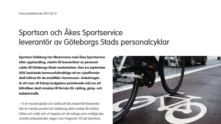 Sportson och Åkes Sportservice leverantör av Göteborgs Stads personalcyklar
