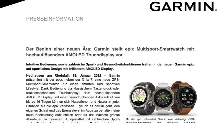 Garmin PM epix Serie CH