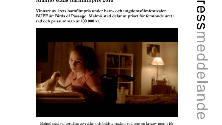 Malmö stads barnfilmpris 2016
